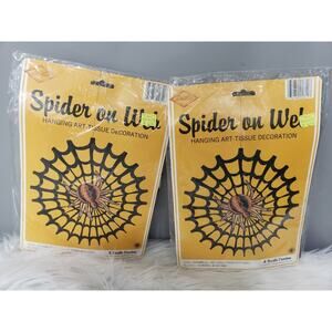 1987 Vintage BEISTLE Halloween SPIDER on Web Honeycomb Paper Hanging Decor retro